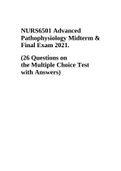 NURS6501 Advanced Pathophysiology Midterm & Final Exam 2021. (26 Questions on the Multiple Choice Test with Answers)