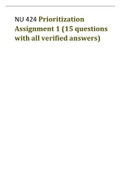 NU 424 Prioritization Assignment 1 (15 questions with all verified answers)