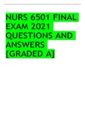NURS 6501 FINAL EXAM 2021 QUESTIONS AND ANSWERS {GRADED A}