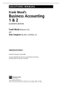 SOLUTIONS MANUAL Frank Wood’s Business Accounting 1 & 2 ELEVENTH EDITION Frank Wood BSc(Econ), FCA and Alan Sangster BA, MSc, CertTESOL, CA