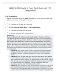 NCLEX-RN Practice Quiz Test Bank #9 (75 Questions) 2022 UPDATE  | 100% VERIFIED