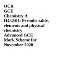 OCR GCE Chemistry A H432/01: Periodic table, elements and physical chemistry Advanced GCE Mark Scheme for November 2020