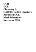 OCR GCE Chemistry A H432/03: Unified chemistry Advanced GCE Mark Scheme for November 2020