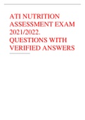 ATI NUTRITION ASSESSMENT EXAM 2021/2022. QUESTIONS WITH VERIFIED ANSWERS