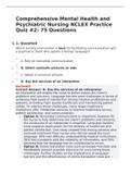 Comprehensive Mental Health and Psychiatric Nursing NCLEX Practice Quiz #2: 75 Questions| 2022 update