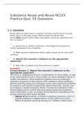 Substance Abuse and Abuse NCLEX Practice Quiz: 55 Questions| 2022 UPDATE Q&A RATED A+