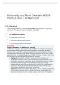  Personality and Mood Disorders NCLEX Practice Quiz: 110 Questions| 2022 UPDATE
