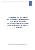 TEST BANK FOR SAUNDERS COMPREHENSIVE REVIEW FOR THE NCLEXPN- EXAMINATION 4TH EDITION LINDA ANNE SILVESTRI ISBN-10: 1416047301