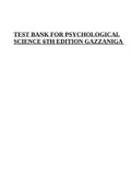 TEST BANK FOR PSYCHOLOGICAL SCIENCE 6TH EDITION GAZZANIGA