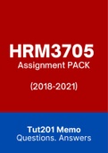 HRM3705 - Tutorial Letters 201 (Merged) (2018-2021) (Questions&Answers)