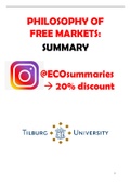Philosophy of Free Markets - Summary - Tilburg university - Economics