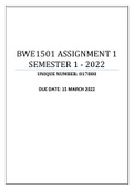 BWE1501 ASSIGNMENT 1 SEMESTER 1 - 2022 (817880)