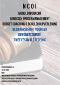 NCOI voorbeeld geslaagde bezwaarbrief 'twee festivals tegelijk'- moduleopdracht juridisch procesmanagement  budget coaching en schuldhulpverlening - Geslaagd feb. 2022