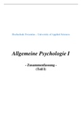Zusammenfassung Allgemeine Psychologie 1