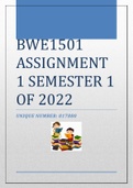 BWE1501 ASSIGNMENT 1 SEMESTER 1 OF 2022  [817880]