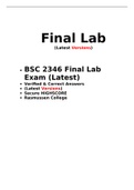 BSC 2346 a & amp;P1 lab Final, Final Lab Exam (Latest), Human anatomy and physiology, Rassmussen College.