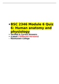  BSC 2346 Module 6 Quiz 6 (5 Versions), BSC 2346  Human anatomy and physiology •	Verified & Correct Answers •	(Latest Versions) •	Secure HIGHSCORE •	Rasmussen College