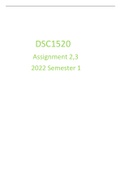 DSC1520 ASSIGNMENT 2,3 Semester 1 2022