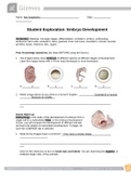 Case Student Exploration: Embryo Development Gizmos