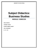 Exam (elaborations) SDBEC0S - FET SUBJECT DIDACTICS BUSINESS STUDIES (SDBEC0S) 