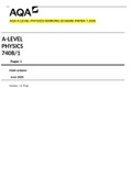 AQA A LEVEL PHYSICS MARKING SCHEME PAPER 1 2020(Latest Version)