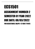 Exam (elaborations) ECS1501 - Economics IA (ECS1501) Assignment 02 Semester 01 Year 2022 online responses