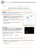 Gizmos Student Exploration: Orbital Motion – Kepler’s Laws