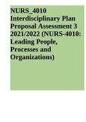 NURS-FPX 4010 Assessment 3 Plan Proposal NURS 4010 Interdisciplinary Plan Proposal