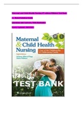 Maternal and Child Health Nursing 8th edition Pillitteri Test Bank