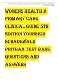 Women's Health A Primary Care Clinical Guide 5th Edition Youngkin Schadewald Pritham Test Bank 