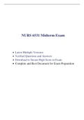 NURS 6531 Midterm Exam (2 Versions, 200 Q & A, Latest-2022) / NURS 6531N Midterm Exam / NURS6531 Midterm Exam / NURS6531N Midterm Exam |Verified Q & A, Complete Document for EXAM|