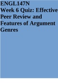 ENGL147N Week 6 Quiz: Effective Peer Review and Features of Argument Genres