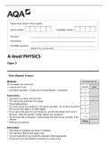 AQA A-level PHYSICS Paper 2 |COMPLETE PAPER| (A GUARANTEED) <100% CORRECT> GRADED A+ | LATEST SOLUTIONS |
