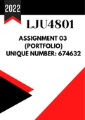 LJU4801 ASSIGNMENT 03 PORTFOLIO ANSWERS (2022) UNIQUE NUMBER: 674632