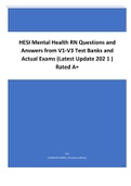 HESI Mental Health RN Questions and Answers from V1-V3 Test Banks and Actual Exams (Latest Update 2021-2022) Rated A+