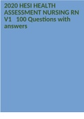 2020 HESI HEALTH ASSESSMENT NURSING RN V1 100 Questions with answers