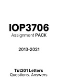 IOP3706 (Exam Questions PACK, Tut201 Letters)
