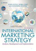 Volledige en zeer uitgebreide samenvatting van het boek 'International marketing strategy' (CE8)
