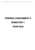 HRM2605 ASSIGNMENT NO.6 YEAR 2022 SEMESTER 1 SUGGESTED SOLUTIONS (due date: 20 MAY 2022)