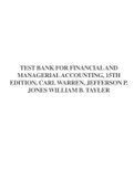 TEST BANK FOR FINANCIAL AND MANAGERIAL ACCOUNTING, 15TH EDITION, CARL WARREN