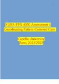 NURS-FPX 4050 Assessment 4 Coordinating Patient-Centered Care Capella University June, 2021/2022