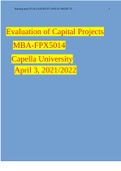Evaluation of Capital Projects MBA-FPX5014 Capella University April 3, 2021/2022