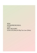 NEW ENTREPRENEURIAL LAW PIET DELPORT LLB LLD (Pret) H Dip Tax Law (Wits)