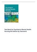 Test Bank for Psychiatric Mental Health Nursing 9th edition by Mary Townsend and Morgan
