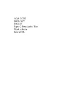 AQA GCSE BIOLOGY 8461/2F Paper 2 Foundation Tier Mark scheme June 2019.