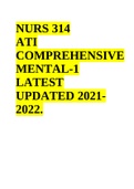 NURS 314 Health Assessment ATI COMPREHENSIVE MENTAL-1 LATEST UPDATED EXAM 2021- 2022.