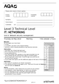 AQA Level 3 Technical Level IT: NETWORKING Unit 6 Network security management