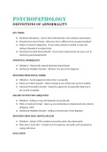 Summary Notes for A-Level Psychology Paper 2 (Psychopathology)
