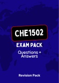 CHE1502 (NOtes, ExamPACK and QuestionPACK)