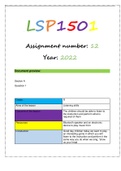 LSP1501 ASSIGNMENT 12 2022